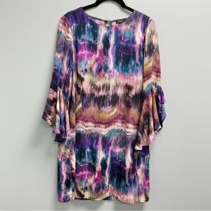 Cupio Dress Womens Small Colorful Abstract Watercolors Artsy Rainbow